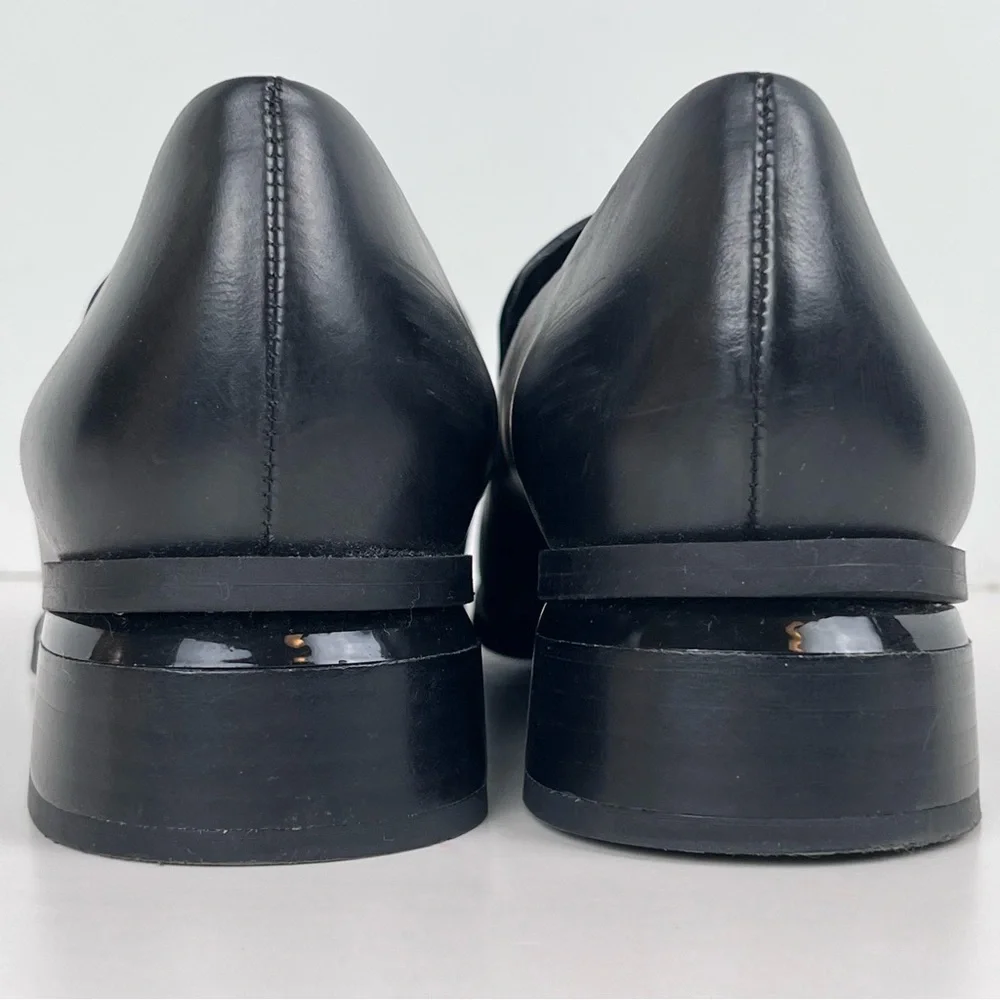 Franco Sarto Shoe Womens 9.5 Black Newbocca Loafer Leather Slip-On 1.5